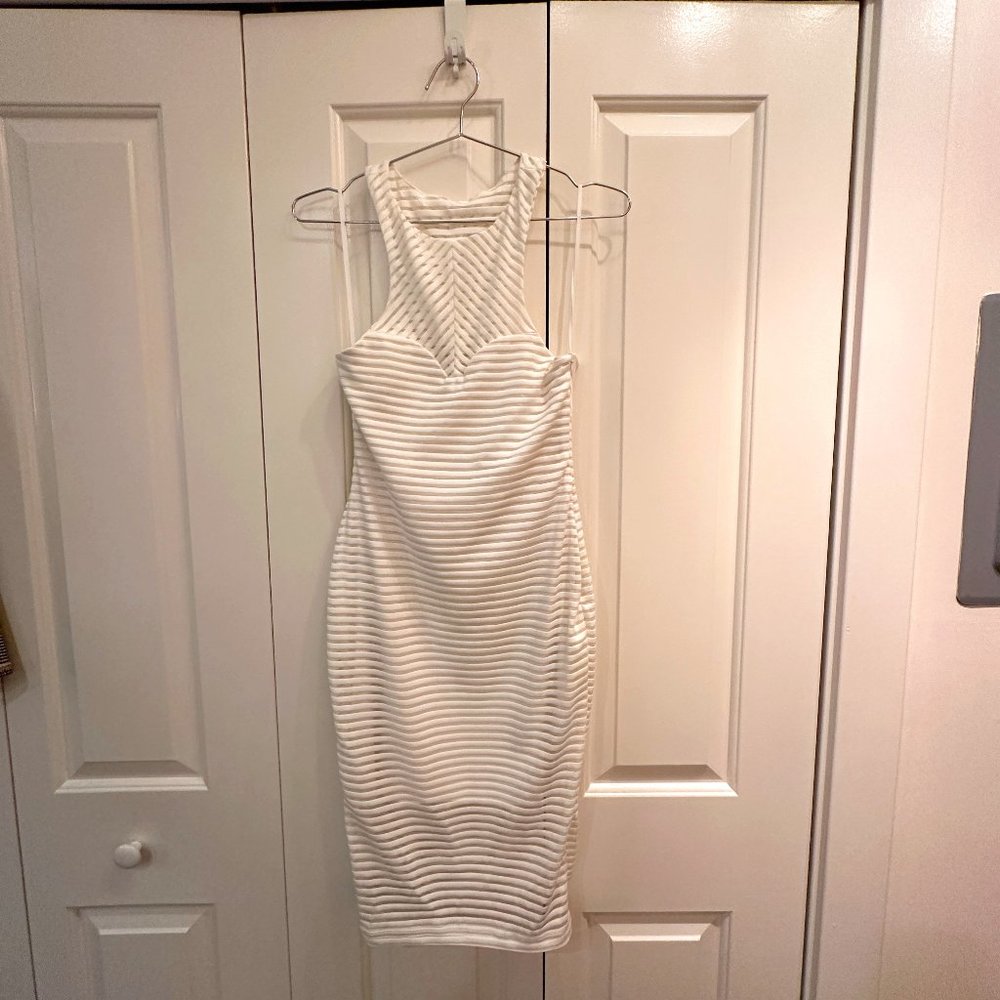 Bec + Bridge White, Ribbed Bodycon with Cut Out Back | Size 6